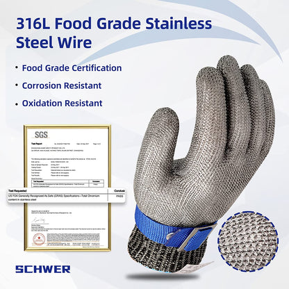 🧤50% OFF NOW! Stainless Steel Mesh Cut‑Resistant Glove‑ A9 Highest Cut Level Safety Metal Mesh Glove, Protective Work Glove for Butcher, Chef, Meat Cutting & Food Processing