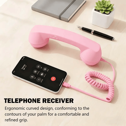 📞50% OFF NOW! Vintage Retro Telephone Handset – Wired Retro Phone Receiver for Smartphones, Ergonomic Curved Old-School Phone Handset, Cute Aesthetic Accessory & Unique Gift for Home & Desk
