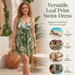 👙 LIMITED-TIME 50% OFF! Women's Leaf Floral Print One Piece Swim Dress, Tummy Control Plus Size Swimming Costume