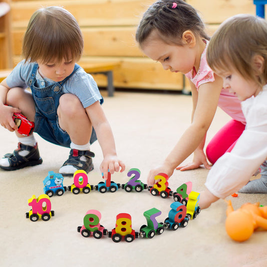 🚂50% OFF NOW! Magnetic Wooden Number Train Toy – Colorful Digital Train Puzzle, Early Learning Counting Building Blocks for Toddlers, Educational Preschool Toy