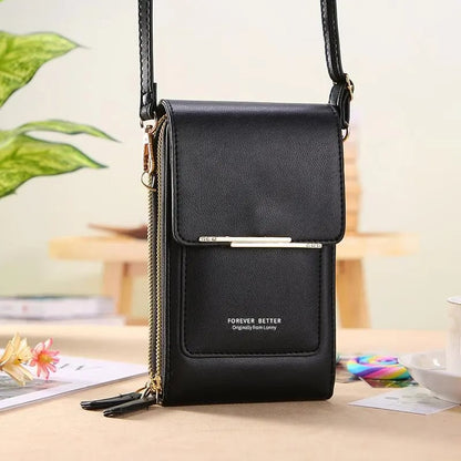 👜50% OFF NOW! Simple And Elegant Women's Touchscreen Crossbody Phone Wallet‑Transparent Window PU Leather Purse, Multi‑Card Slot Shoulder Bag for Daily Shopping Travel