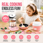 🍳50% OFF NOW! Kids Real Cooking Mini Kitchen Set, 22 PCS Functional Real Cookware Toy, Safe Mini Stove Cooking Playset for Little Chefs, Pink & Blue Available
