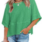 👚50% OFF HOT SALE 54000+ Sold! Women Solid Color Spliced Loose Crop T-Shirt, Flare 3/5 Bell Sleeve Breathable Casual Summer Tee Top