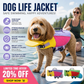🐶50% OFF NOW! Dog Life Jacket with Chin Float, Color‑Block Pet Safety Flotation Vest with Rescue Handle, Adjustable Buckle Dog Swim Life Vest for Pool Beach Boating