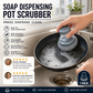 🧼50% OFF NOW! Soap‑Dispensing Pot Scrubber Brush‑ Non‑Scratch Ergonomic Dish Scrubber with Built‑in Soap Dispenser, Detachable Replaceable Cleaning Head for Pots, Pans & Cookware