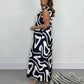 👗50% OFF NOW ! ✨Women's Ruffled Wide‑Leg Jumpsuit – Geometric Print V‑Neck One‑Piece Outfit