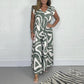 👗50% OFF NOW ! ✨Women's Ruffled Wide‑Leg Jumpsuit – Geometric Print V‑Neck One‑Piece Outfit