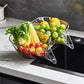 🍅50% OFF NOW! Multi-functional Drain Basket‑Transparent Handle Colander, Quick Draining Fruit Vegetable Washing Bowl for Kitchen
