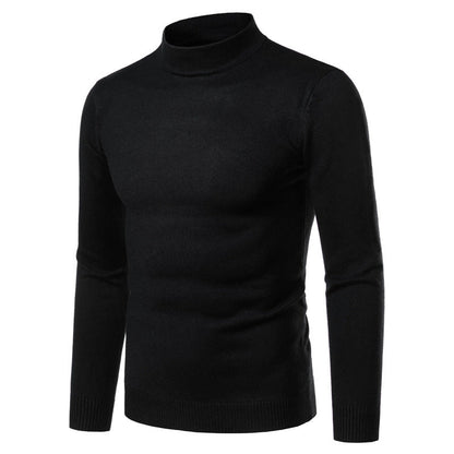 Men's Solid Color Sweater With Half Turtleneck