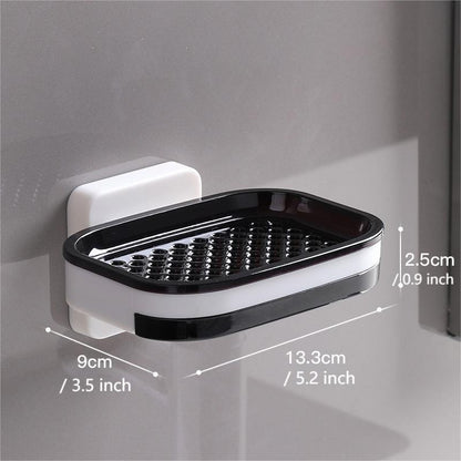 🧼50% OFF NOW! Double Layer Soap Dish with Draining Tray – Wall Mounted Self Draining Soap Holder, No Drilling Waterproof Soap Storage Box for Bathroom Shower Sink