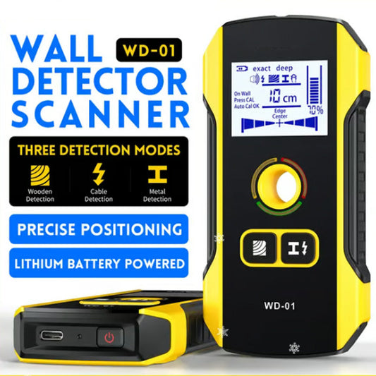 🛠️50% OFF NOW! 6-in-1 Wall Scanner & Stud Finder - Type-C Rechargeable Wood/Metal Detector with LCD Display, AC Wire Detection for DIY Home Improvement