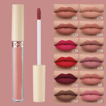 💄50% OFF NOW! 12 Colors Velvet Matte Liquid Lipstick, Long‑Lasting Non‑Stick Cup Lip Gloss, High‑Pigmented Waterproof Matte Lip Stain for Daily & Party Makeup