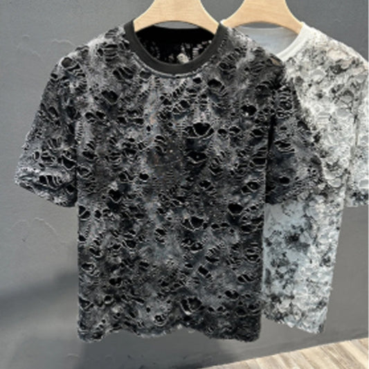 Men's Personalized Ripped Crew Neck T-Shirt