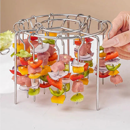 🥩 Last Day Special Price £9.99 ! 🍢Air Fryer Vertical Kebab Grill Rack, 360° Rotating Skewer Stand with Free Heat Resistant Anti-Scald Gloves