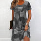 👗 LIMITED-TIME 50% OFF! ✨Women Short Sleeve Round Neck Denim Patchwork Print Casual Mini Dress, Loose Relaxed Fit Breathable Daily Dress 💕