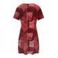👗 LIMITED-TIME 50% OFF! ✨Women Short Sleeve Round Neck Denim Patchwork Print Casual Mini Dress, Loose Relaxed Fit Breathable Daily Dress 💕