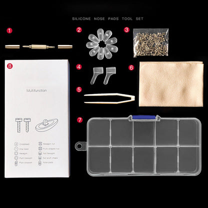 👓50% OFF NOW ! 🛠️Eyeglass Nose Pad Repair Kit – Soft Anti-Slip Pads, Complete Repair Tools, Universal Eyewear Replacement Maintenance Set