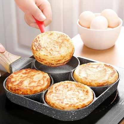 🍳50% OFF NOW! 4-Hole Non-Stick Egg Frying Pan – Multi-Cavity Breakfast Omelette Pancake Maker for Home Kitchen