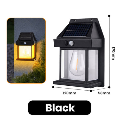 💡50% OFF NOW! Motion Sensor Solar Wall Light, IP65 Waterproof Solar Lantern Wall Lamp, 3 Lighting Modes, Auto On/Off, Bright Warm Light for Garden, Patio, Porch & Pathway