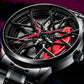 Men's Waterproof Stainless Steel Watch with Car Wheel Rim Hub Design