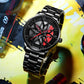 Men's Waterproof Stainless Steel Watch with Car Wheel Rim Hub Design