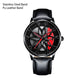 Men's Waterproof Stainless Steel Watch with Car Wheel Rim Hub Design