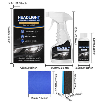 🚘LAST DAY SPECIAL PRICE £10.99! Buy 2 Get 1 Free Car Headlight Restoration Kit, Anti-Yellowing Headlamp Refurbishment Spray with Protective Coating, Repair Foggy Oxidized Dull Headlights