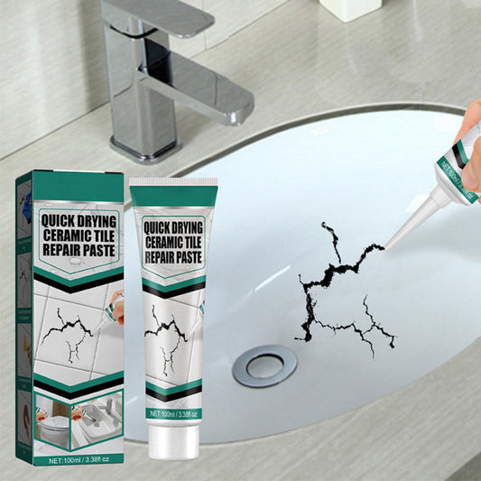 🧱50% OFF NOW! Quick Drying Ceramic Tile Repair Paste – Waterproof Crack & Chip Filler, Tile Marble Sink Toilet Repair Cream for Bathroom Kitchen Surface Restoration