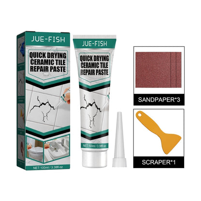 🧱50% OFF NOW! Quick Drying Ceramic Tile Repair Paste – Waterproof Crack & Chip Filler, Tile Marble Sink Toilet Repair Cream for Bathroom Kitchen Surface Restoration
