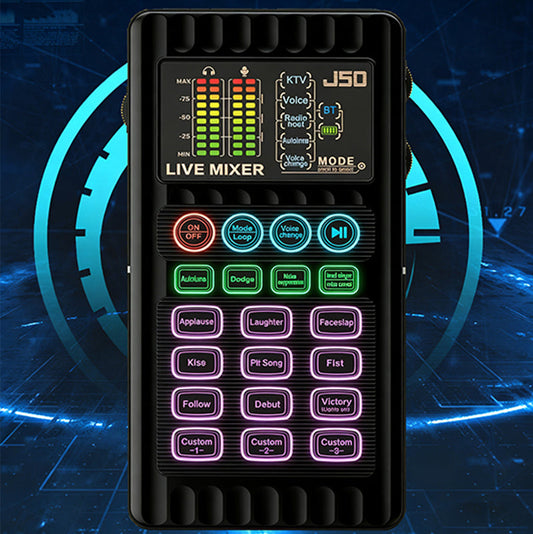 🎙️50% OFF NOW! Portable Handheld Live Sound Card with Voice Changer – J50 Audio Mixer, Multiple Sound Effects & Bluetooth for Streaming, Podcast & Karaoke