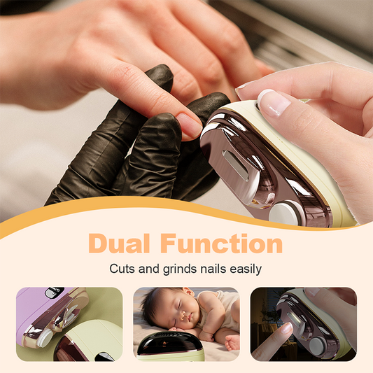 💅50% OFF NOW ! ⚡2-in-1 Electric Nail Clipper with Polishing File – Automatic Cut & Grind Nails, Safe Quiet Design for Adults, Seniors & Babies