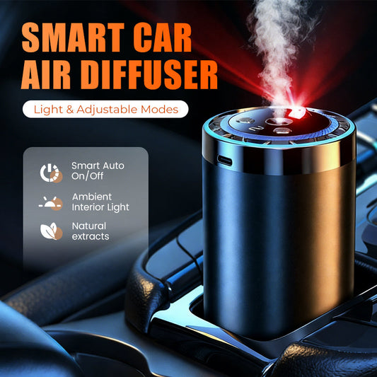 🚗50% OFF LIMITED TIME! ✨Smart Car Air Aroma Diffuser with Ambient LED Light, Auto On/Off Adjustable Mist Modes USB Rechargeable Car Fragrance Humidifier