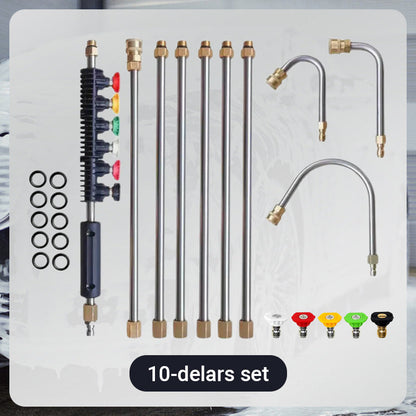 💦50% OFF NOW! 4000 PSI High-Pressure Cleaning Wand Set – Stainless Steel Extension Wands with Curved Nozzles & Multi Tips, Power Washer Accessory Kit for Roof, Patio & Fence Cleaning