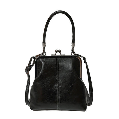 👜50% OFF NOW! Vintage Kiss‑Lock Bag‑2‑in‑1 Handbag & Crossbody Purse, Soft Faux‑Leather Retro Kiss‑Clasp Shoulder Bag, Compact Timeless Elegant Women’s Daily Fashion Handbag