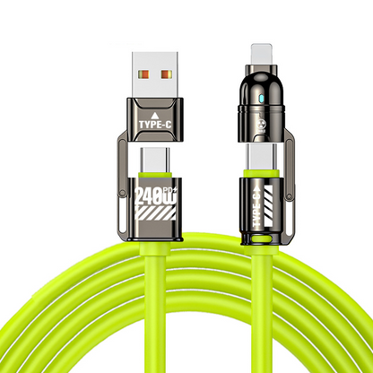 🔌50% OFF NOW! High‑Power 4‑in‑1 Fast Charging Cable, 240W PD Multi‑Interface Charging Cord, USB‑A/USB‑C to Type‑C/Lightning, Universal Fast Charge Cable for Phones & Laptops