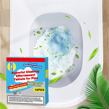 🚰50% OFF NOW! Powerful Pipe Cleaning Effervescent Tablets, Fast Dissolve Hair Grease Clogs, Sink Drain Toilet Pipe Maintenance Cleaner Tablets, 10 Pcs Household Drain Cleaning Tablets