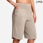 🩳50% OFF LIMITED TIME! ✨Women High Waist Bermuda Yoga Shorts with Side Pockets, Stretch Lightweight Knee-Length Athletic Shorts for Summer Daily & Travel