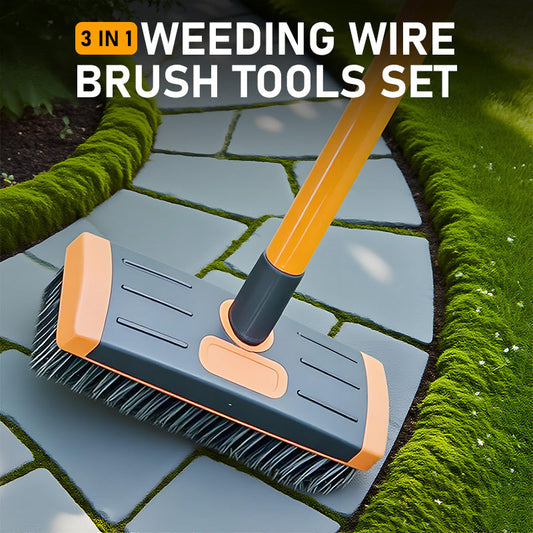 🧹 LIMITED-TIME 50% OFF! 3-in-1 Weeding Wire Brush Tools Set, Heavy Duty Moss Weed Remover for Patios Driveways Garden Paths 🏡