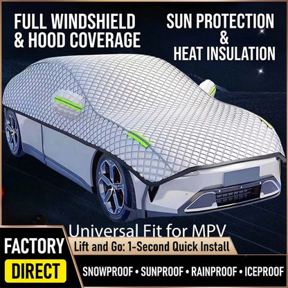 🚙50% OFF NOW ! ❄️Multi-Layer Thickened Car Windshield Snow Cover – All Season Protection, Covers Windshield, Hood & Side Windows, Anti-Slip Straps, Sun Heat Insulation, Frost Dust Shield