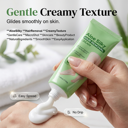 🌿50% OFF NOW! Gentle Aloe Vera Hair Removal Cream‑Soothing Aloe Infused Depilatory Cream, Painless Body Hair Remover for Arms, Legs & Bikini Area
