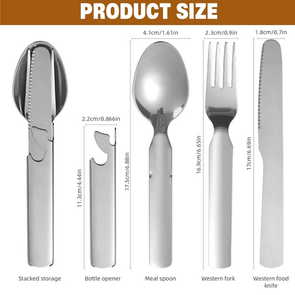 💥4-in-1 Stainless Steel Portable Cutlery Set