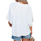 👚50% OFF HOT SALE 54000+ Sold! Women Solid Color Spliced Loose Crop T-Shirt, Flare 3/5 Bell Sleeve Breathable Casual Summer Tee Top