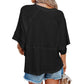 👚50% OFF HOT SALE 54000+ Sold! Women Solid Color Spliced Loose Crop T-Shirt, Flare 3/5 Bell Sleeve Breathable Casual Summer Tee Top