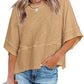👚50% OFF HOT SALE 54000+ Sold! Women Solid Color Spliced Loose Crop T-Shirt, Flare 3/5 Bell Sleeve Breathable Casual Summer Tee Top