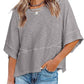👚50% OFF HOT SALE 54000+ Sold! Women Solid Color Spliced Loose Crop T-Shirt, Flare 3/5 Bell Sleeve Breathable Casual Summer Tee Top