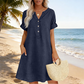 👗 LIMITED-TIME 50% OFF! ✨Women Short Sleeve V-Neck Linen Blend Tunic Midi Dress, Loose Relaxed Fit with Side Pockets Breathable Beach Casual Dress 💕