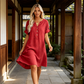 👗 LIMITED-TIME 50% OFF! ✨Women Short Sleeve V-Neck Linen Blend Tunic Midi Dress, Loose Relaxed Fit with Side Pockets Breathable Beach Casual Dress 💕