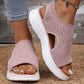 👡LAST DAY SALE £11.99! ✨Women Breathable Hollow Knit Platform Slide Sandals, Soft Cushioned Open Toe Slip-On Summer Wedge Sandals