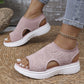👡LAST DAY SALE £11.99! ✨Women Breathable Hollow Knit Platform Slide Sandals, Soft Cushioned Open Toe Slip-On Summer Wedge Sandals