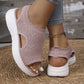 👡LAST DAY SALE £11.99! ✨Women Breathable Hollow Knit Platform Slide Sandals, Soft Cushioned Open Toe Slip-On Summer Wedge Sandals